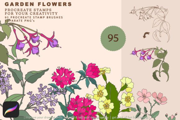 Download Garden Flowers Stamps Procreate Brushes - Premium Resources