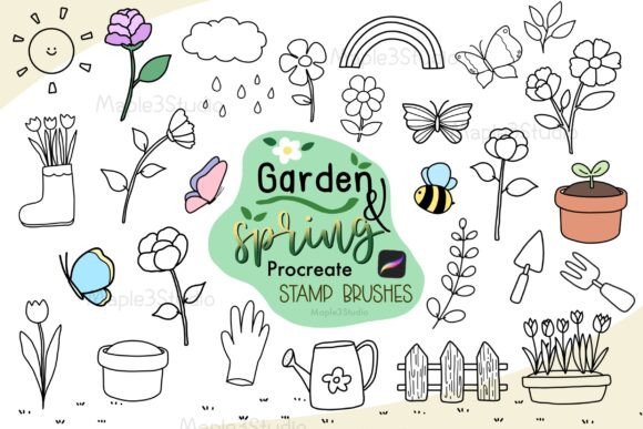 Download Garden &amp; Spring Procreate Stamp Brushes - Premium Resources