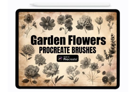 Download Garden Flowers Procreate Stamps Brushes - Premium Resources