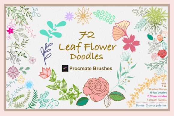 Download Procreate Brushes Leaf Flower Doodles - Doodle Collection